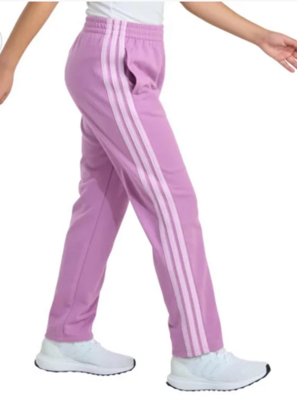 adidas Kids Lavender Pink Joggers with light pink Three Stripes - Picture 3 of 5